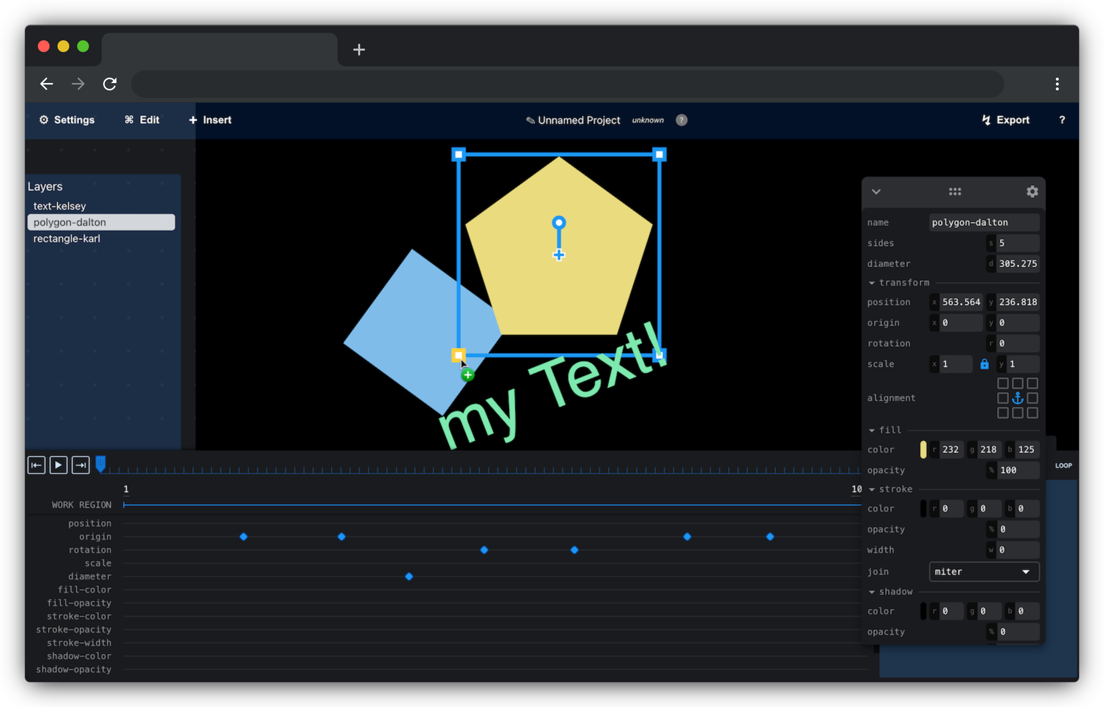 A screenshot of a vector-graphics animator that runs in the web browser.